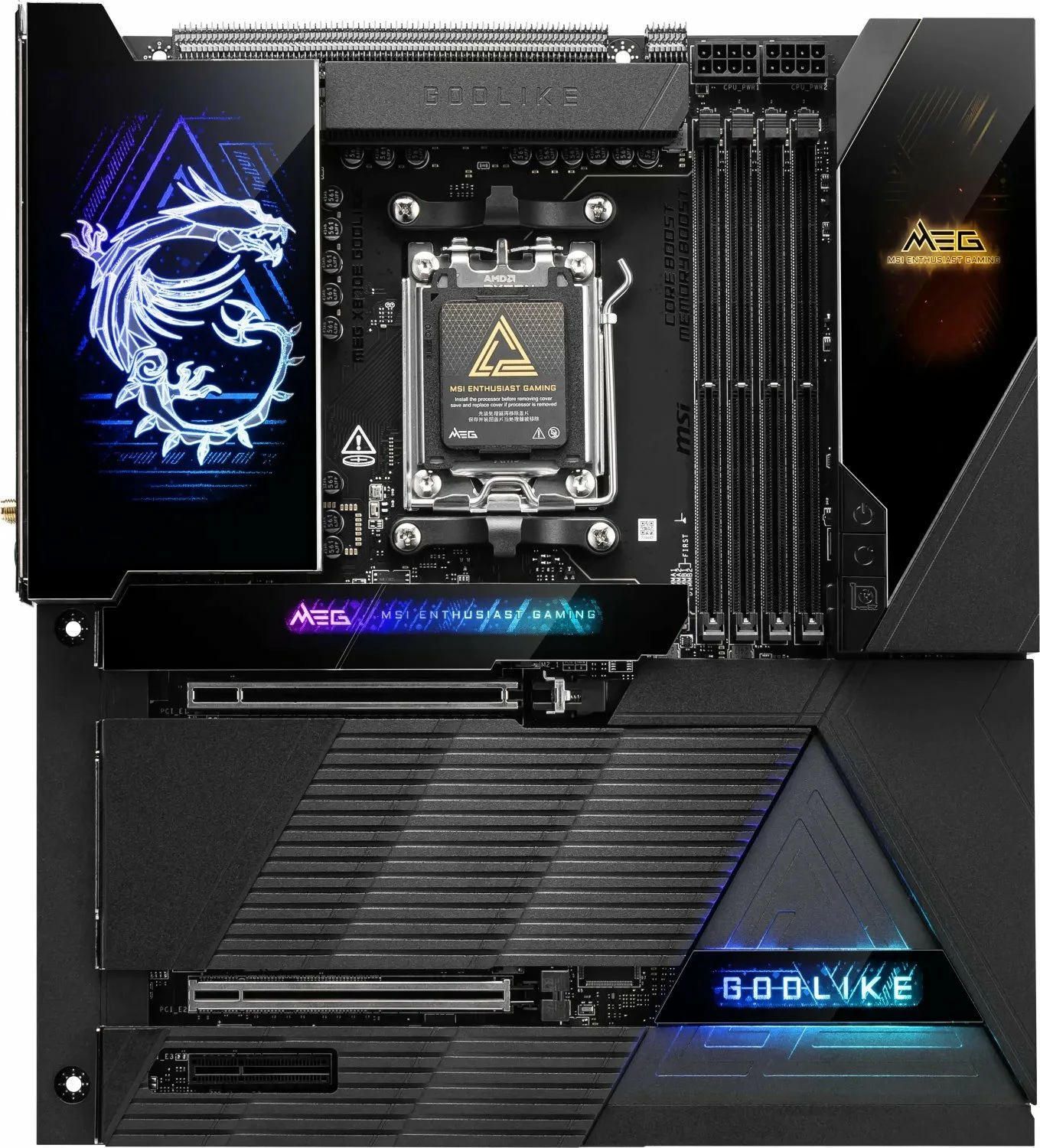 Pllakë amë MSI MEG X870E GODLIKE E-ATX, 256GB RAM, WiFi, Bluetooth, USB4, e zezë, set me antenë WiFi + 4 kabllo SATA + vida M.2 + pendrive