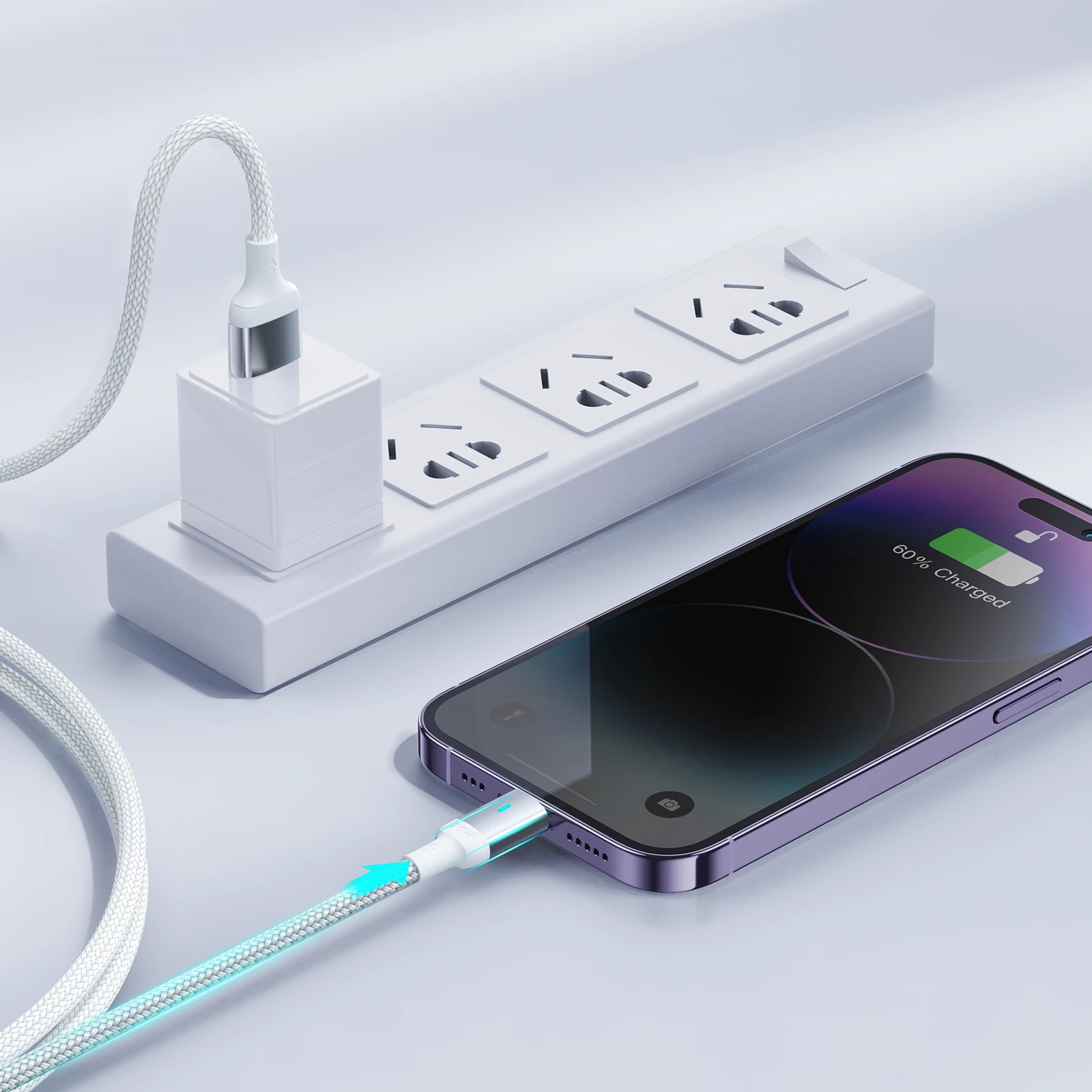 Kabllo USB‑C në Lightning, Joyroom Extraordinary Series A10 S-CL020A10W, PD 20W, 1.2 m, USB 2.0 480 Mbps, LED, e bardhë