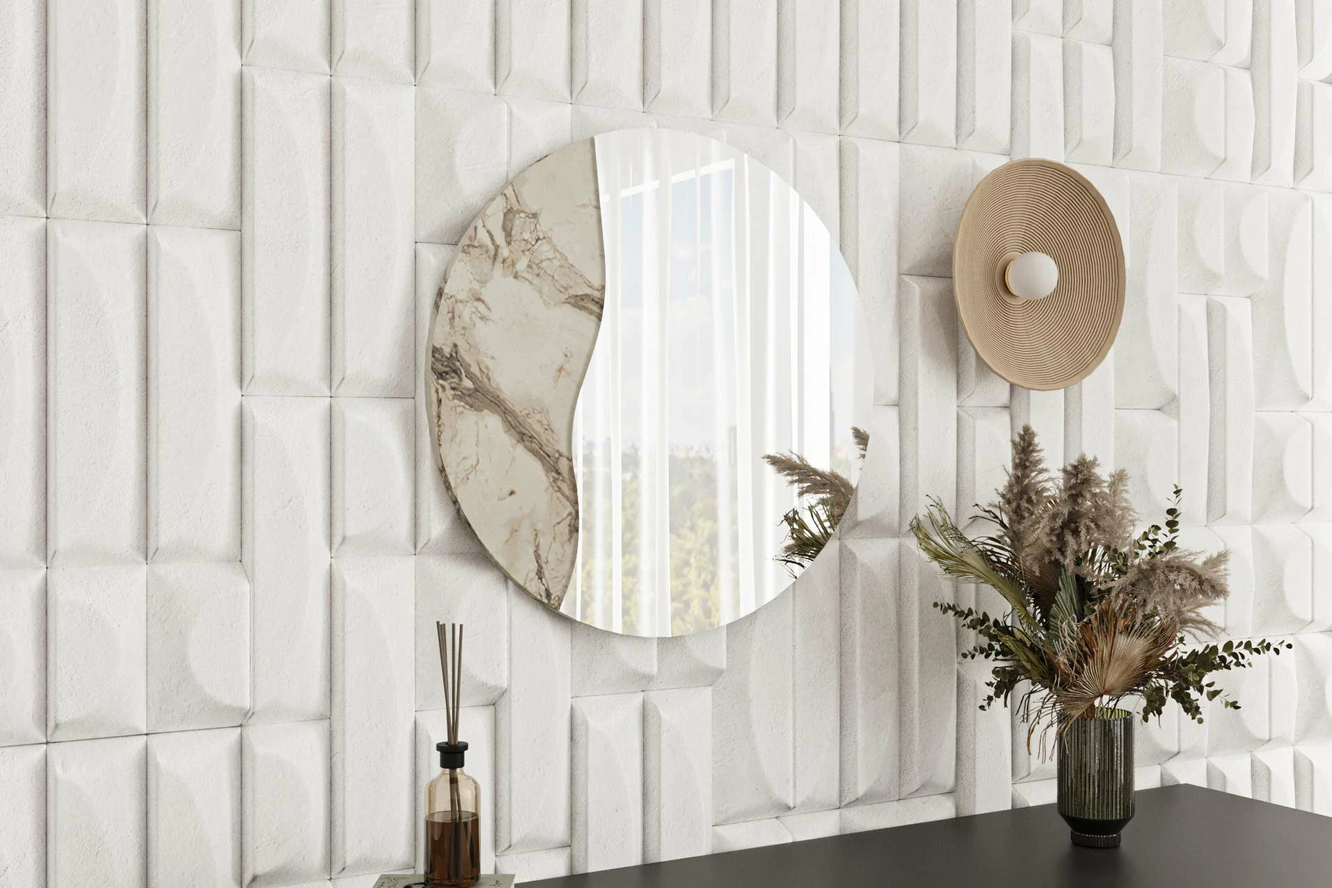 Pasqyrë dekorative, ngjyrë mermeri, Skye Decor, Oula, 60x60cm