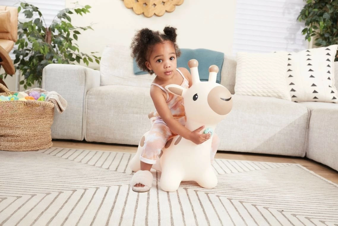 Lodër kërcyese gome B-kids 116315223, me 3 melodi, me pompë, 10m+, kafe/krem