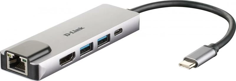 Docking station USB-C, D-Link DUB-M520, HDMI 4K, 2x USB 3.0, RJ45 Gigabit, USB-C PD 60W, argjendtë/zi