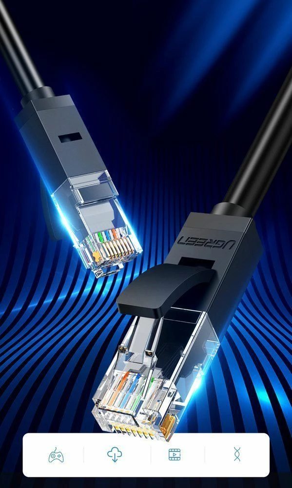 Kabllo Ethernet Ugreen RJ45 Cat6 UTP 2 m, e zezë