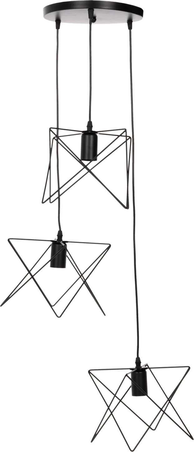 Llambë varëse tavani, FH4076, 3-drita, metal i zi, Φ23x122Hcm