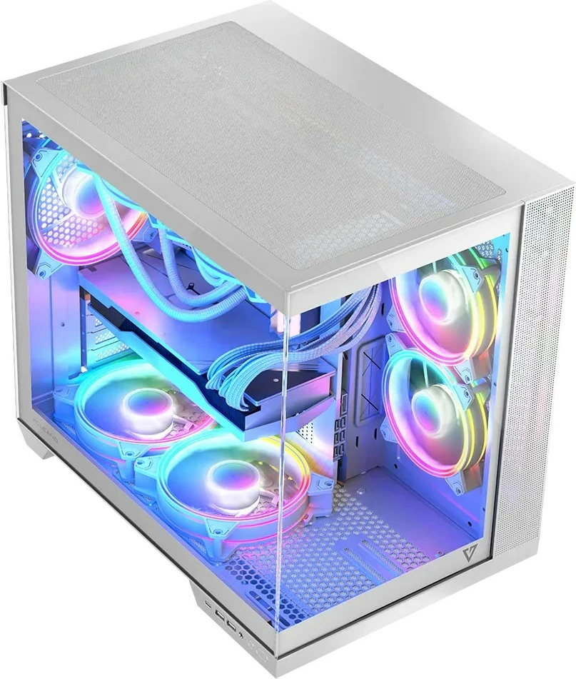 Kasë MODECOM Volcano Panorama NF Midi, ATX, xham i temperuar, e bardhë