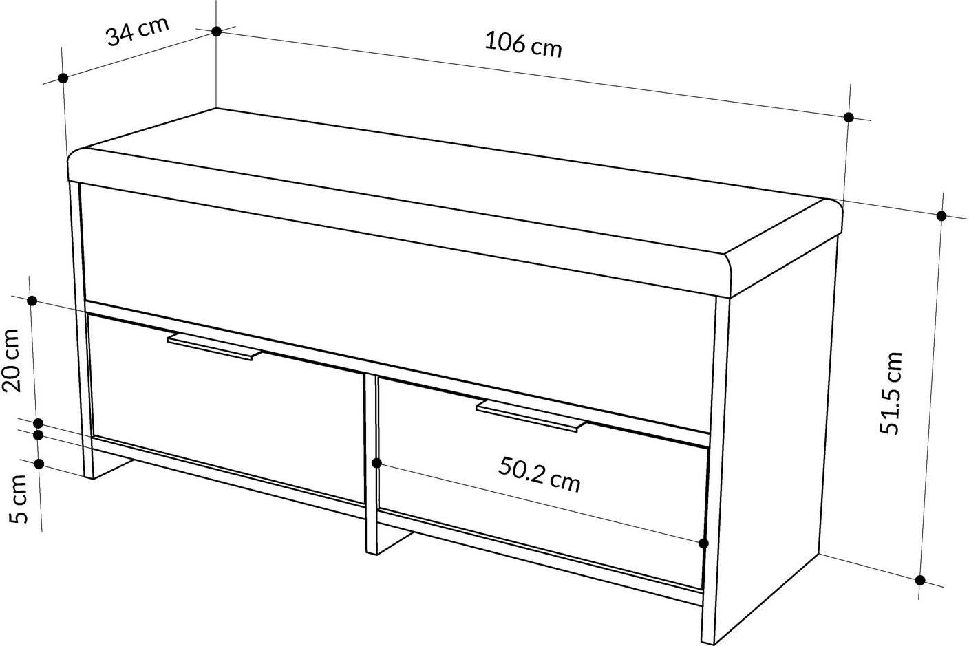 Dollap për këpucë me ulëse Skye Decor, ngjyrë Hitit