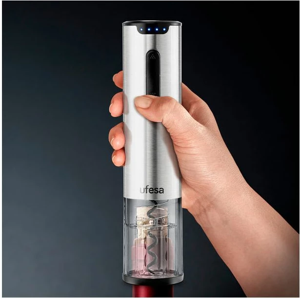 Set hapëse elektrike shishe vere UFESA EasyClassy MPN 73206050, karikim USB-C, 40+ shishe/karikim, argjend/e zezë, set me aksesorë