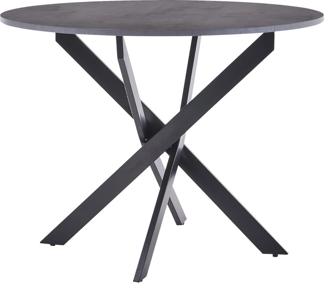 Tavolinë ngrënie Dammero MDF ngjyrë gri e errët dhe këmbë metalike të zeza D100x75cm