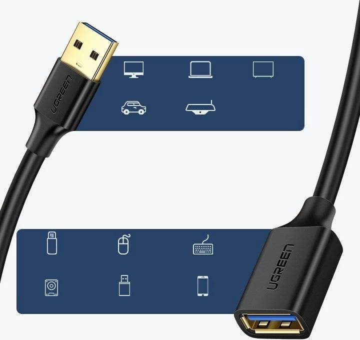 Kabllo zgjatuese USB 3.0 UGREEN 10368B, 1m, e zezë