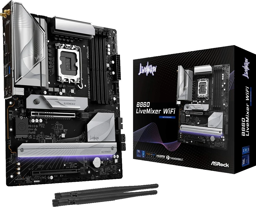 Pllakë amë Asrock B860 LiveMixer WiFi, ATX, E zezë