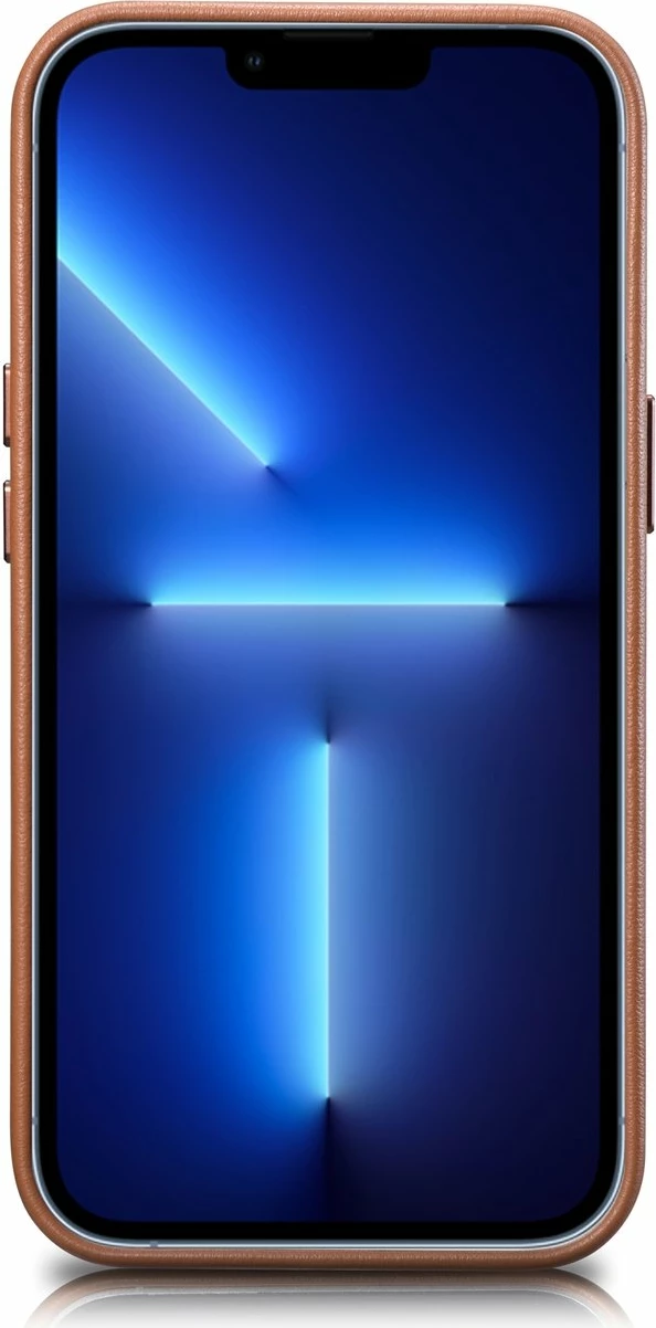 Mbështjellës iCarer për iPhone 14 Plus, lëkurë natyrale, MagSafe, Kafe