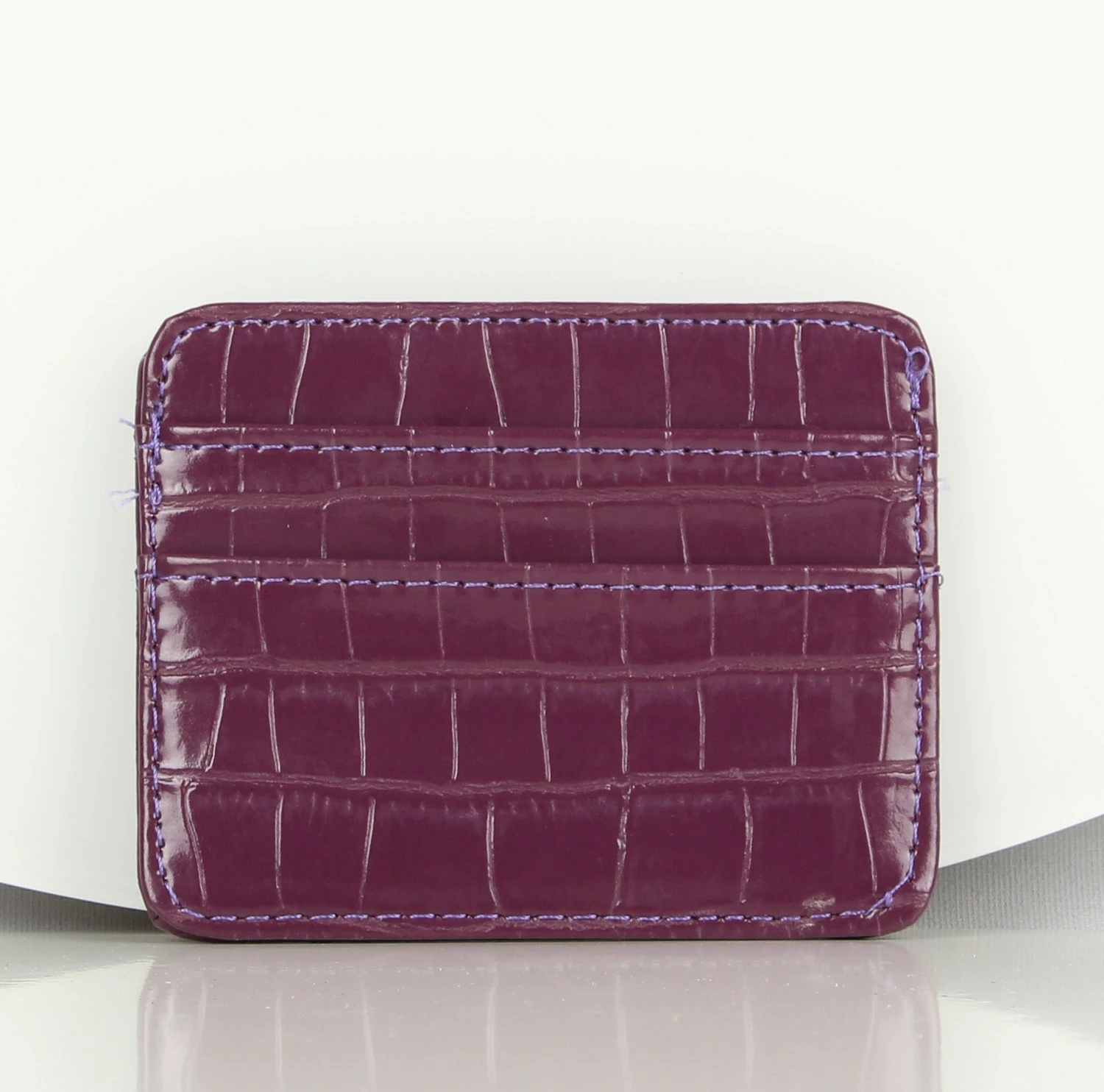 Portofol lëkure, mbajtëse kartelash, ngjyrë damson, Zoozie Bags, 2712, 10.5x8.5cm