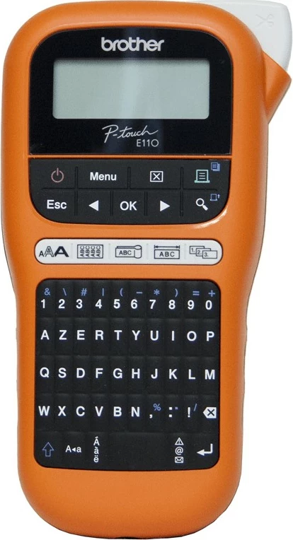 Printer etiketa Brother PT-E110, QWERTY, 180x180 DPI, portokalli