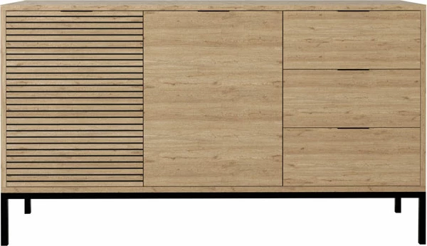 Bufe Leodrif melaminë, ngjyrë lisi-e zezë, 140x40x80cm