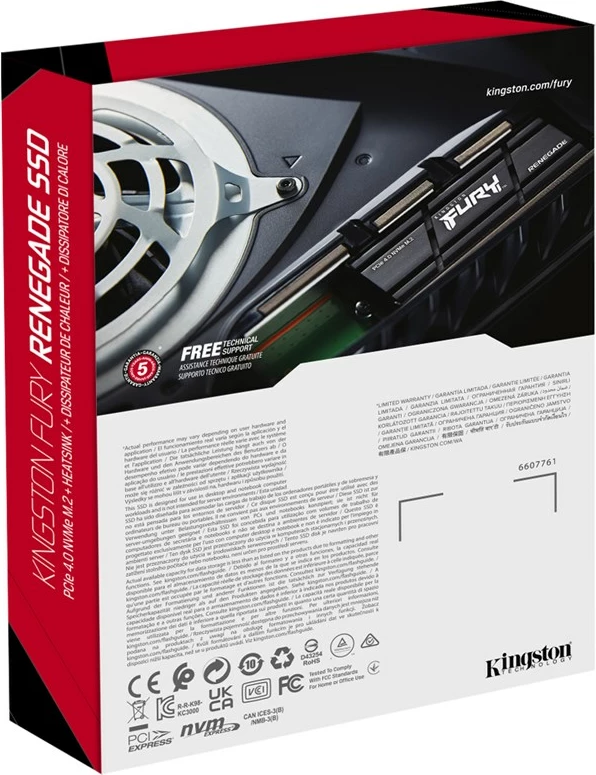 SSD Kingston FURY RENEGADE 1000GB, M.2, PCIe 4.0, me heatsink, i zi