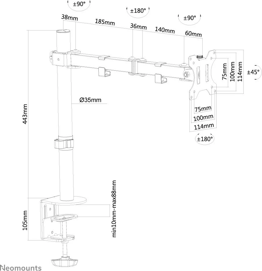 Mbajtës tavoline Newstar FPMA-D550BLACK për ekrane deri në 32", i zi