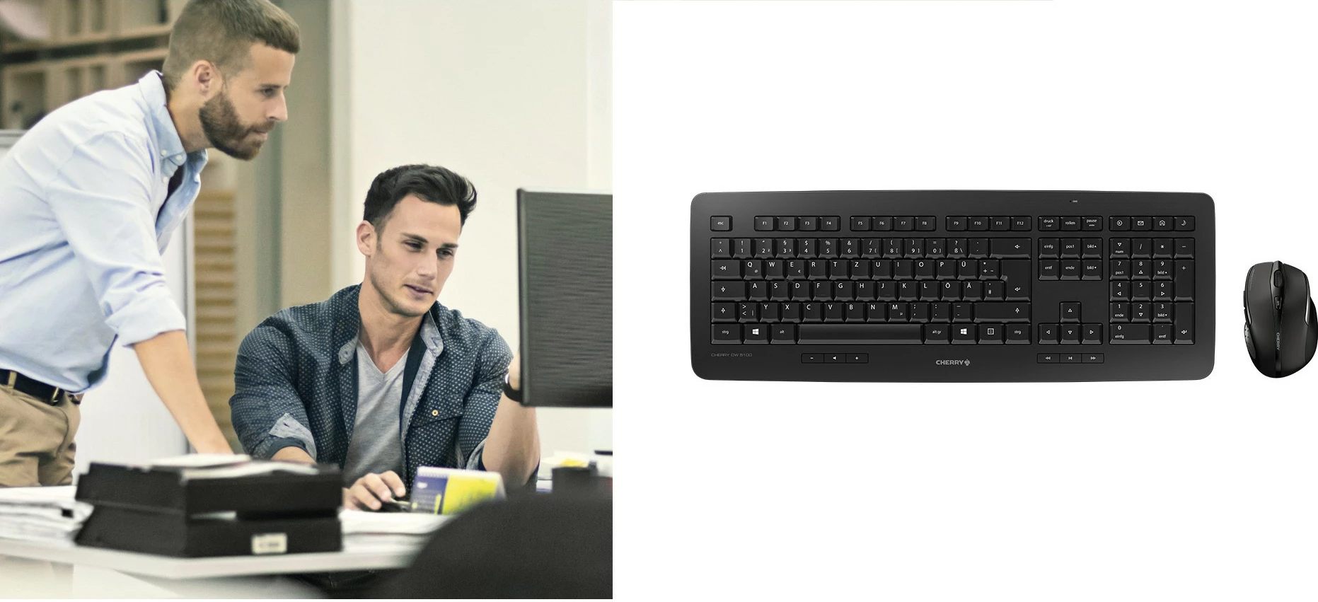 Tastierë dhe maus Cherry DW 5100, Full-size (100%), Wireless, RF Wireless, QWERTZ, e zezë