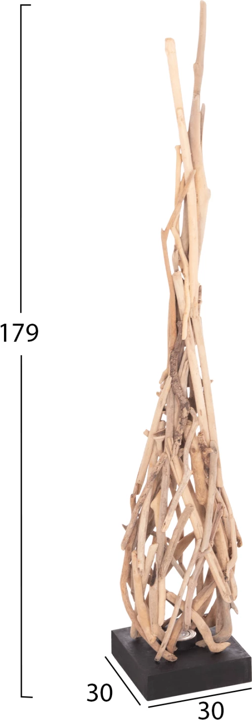 Llambë dyshemeje dekorative, dru i natyrshëm, FLAMER, 30x30x179cm