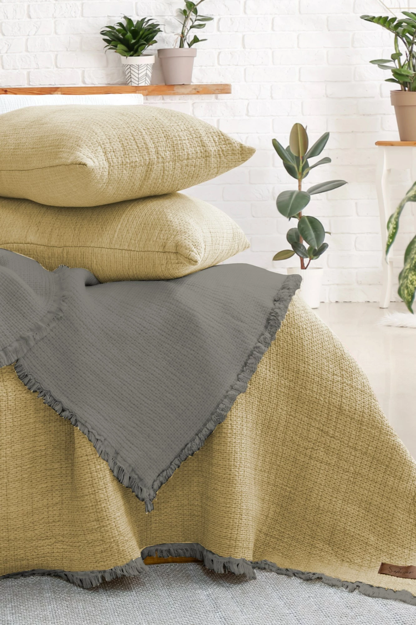 Set mbulesë dysheku dopio, Alda, ngjyrë e verdhë