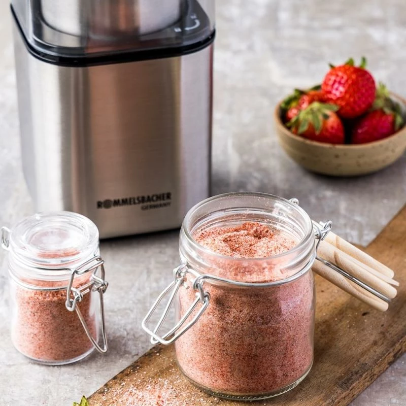 Mulli kafeje dhe erëzash, Rommelsbacher EGK 200, 2 enë çeliku inox, kontroll me puls, 240 x 125 x 125, argjendtë