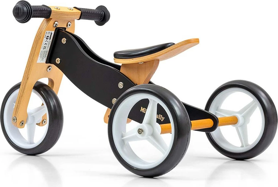 Bicikletë balancuese/Tricikel 2-në-1, Milly Mally, JAKE, rrota shkumë 7", ulëse e rregullueshme, ngarkesë 25 kg, e zezë