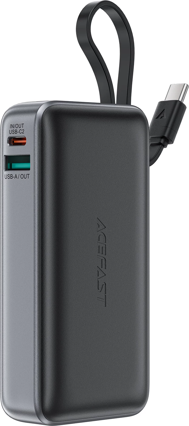 Powerbank Acefast M7-10000 PD30W me kabllo të integruar, e zezë