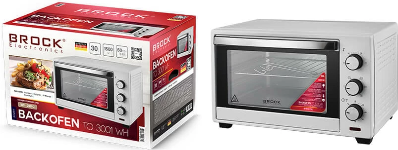 Furrë elektrike Brock TO 3001 WH 30L 1500W me konvekcion, e bardhë