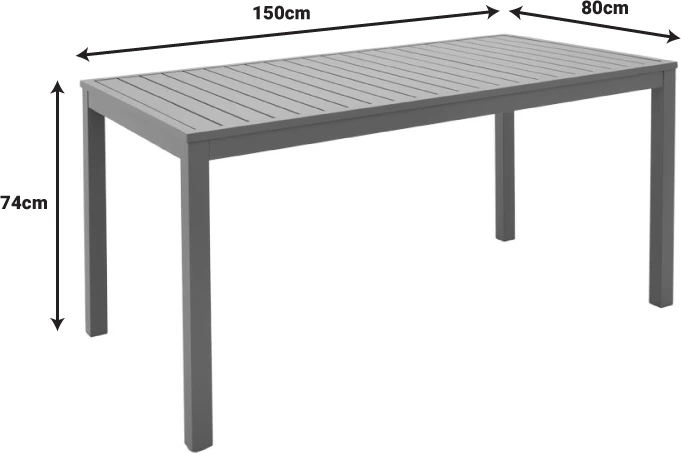 Tavolinë alumini Kliton, ngjyrë shampanje, 150x80x74cm