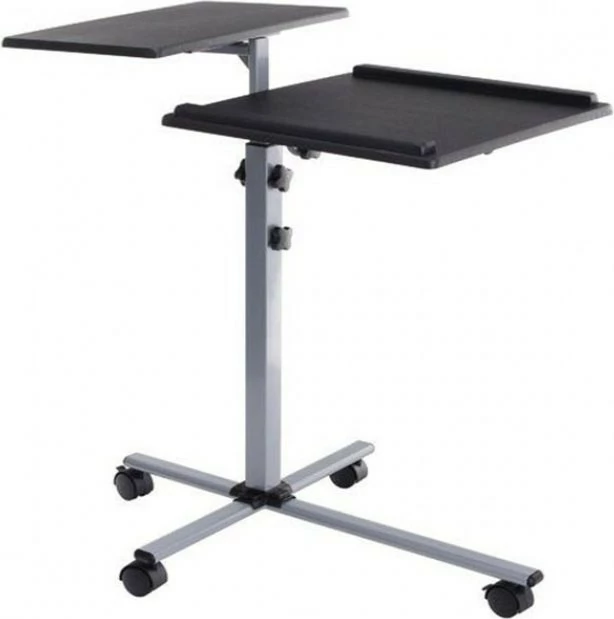 Tavolinë prezantimi mobile Techly 101485, për projektor/laptop, e zezë/argjendtë