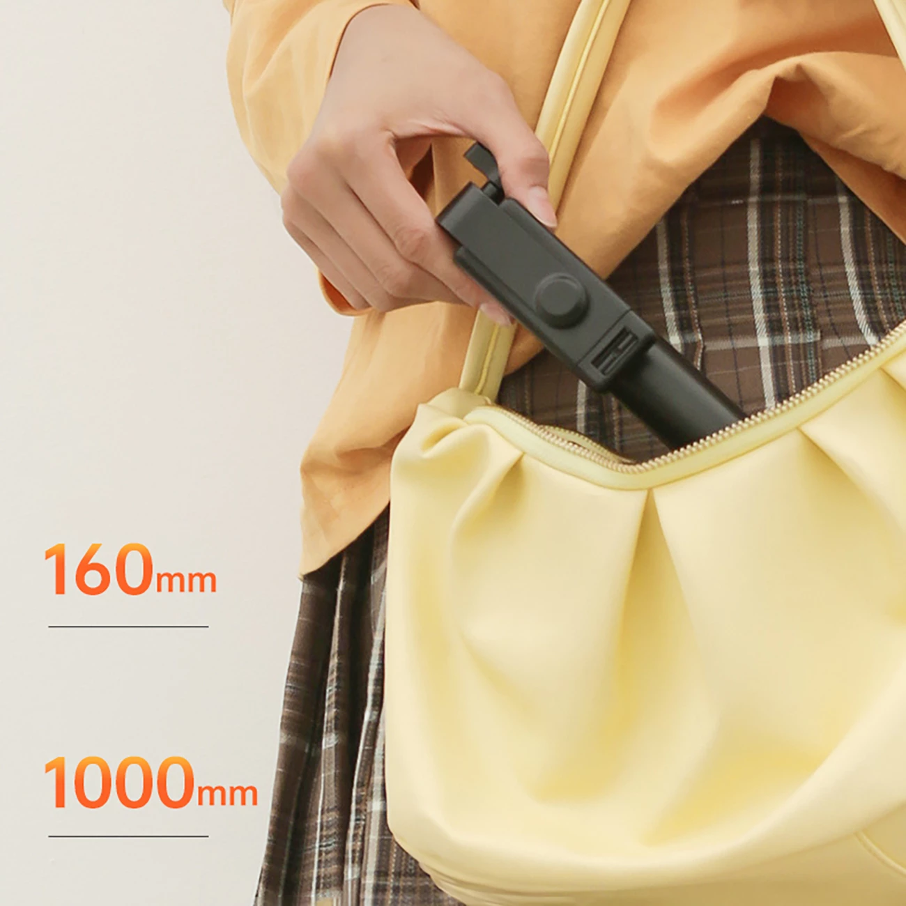 Selfie stick Wozinsky WHS1Y me tripod, 1m, me mbajtës telefoni, e zezë