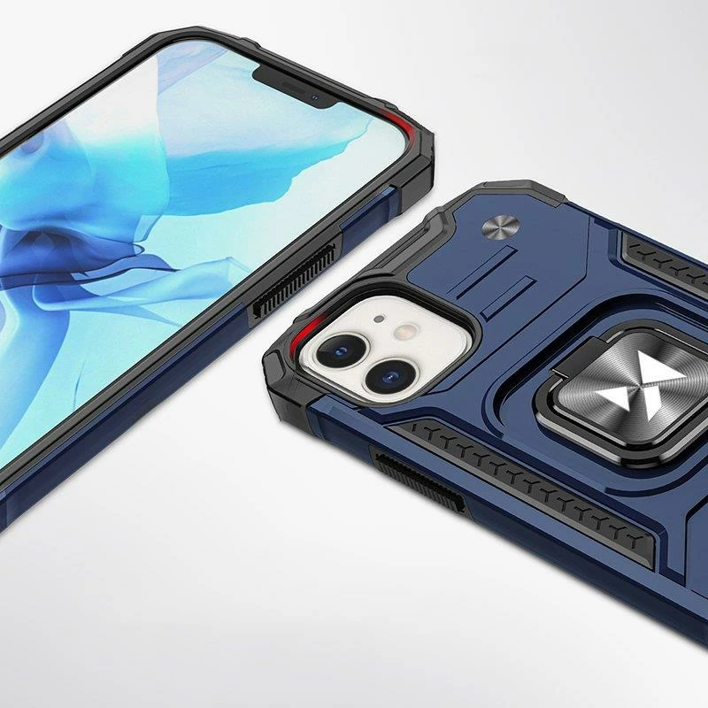 Mbështjellës Wozinsky Ring Armor për iPhone 14 Plus, me unazë dhe mbajtës magnetik, Kaltër