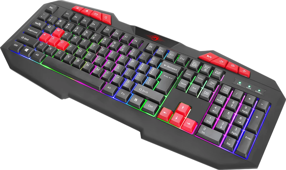 Tastierë Marvo K602 membrane full size RGB me kabllo me mbështetëse dore e zezë