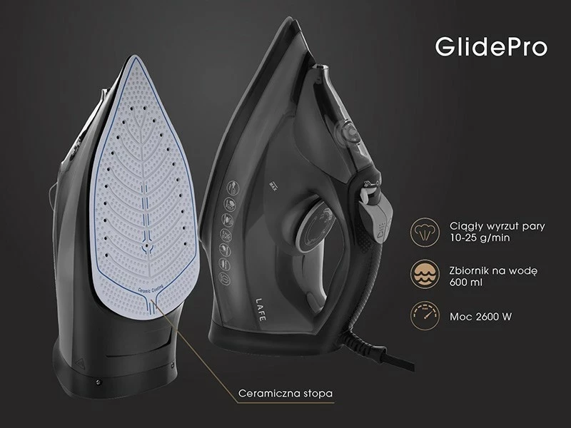Hekur me avull Lafe GlidePro, 2600W, soleplate qeramike, zi