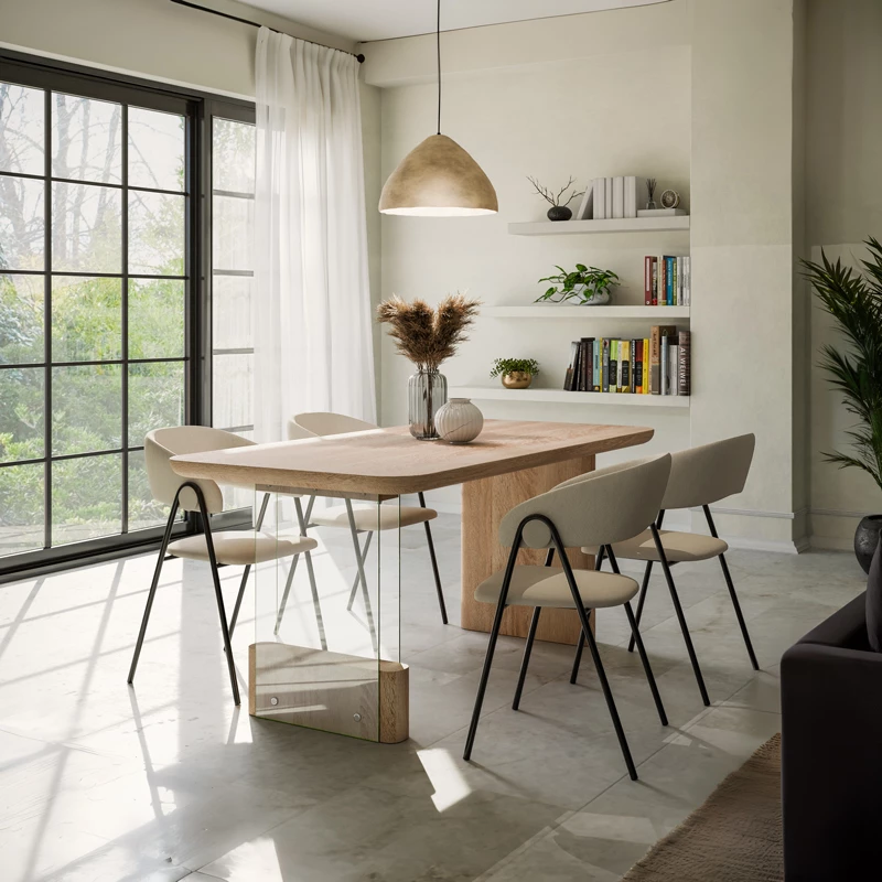 Tavolinë ngrënie Faghan, ngjyrë kafe, MDF, 180x90x76cm