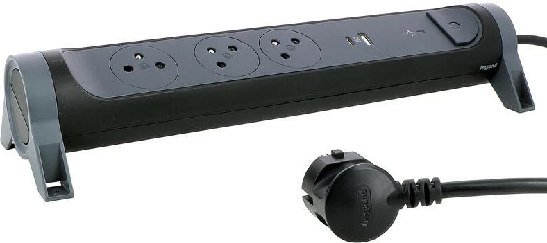 Zgjatues Legrand 049425, 3 prizë, 2 USB (USB-A/USB-C), 1.5m, i zi