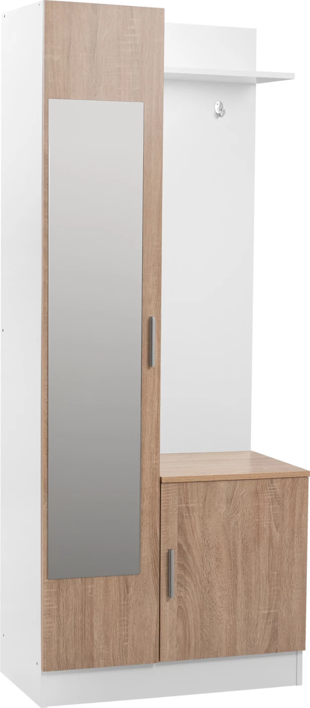 Mobilje për hyrje me pasqyrë Janice FH2264 Sonama Bardhë 70,3x37,1x181,8 cm