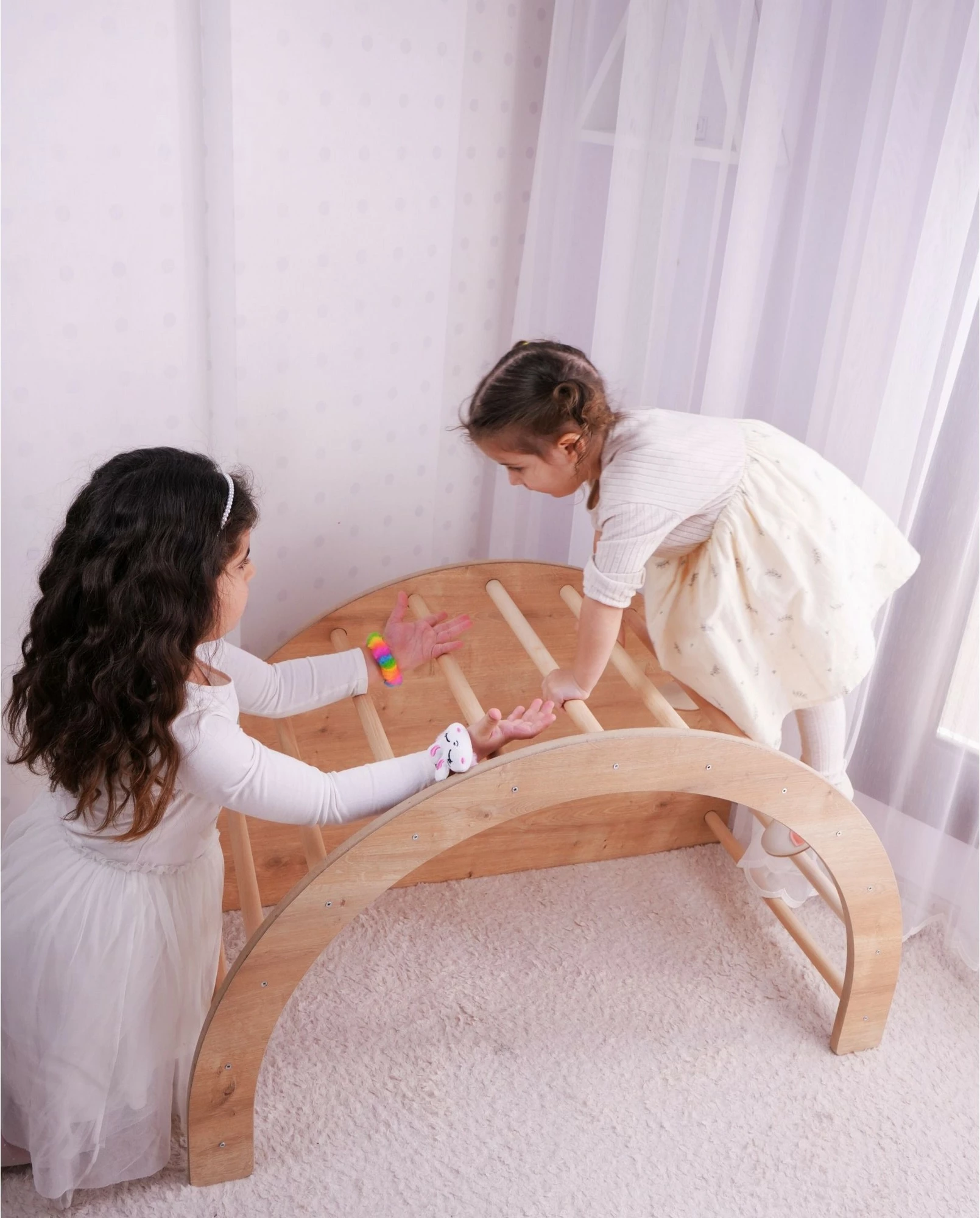 Set ngjitës Pikler për fëmijë, ngjyrë kafe, Hanah Home, Sincap