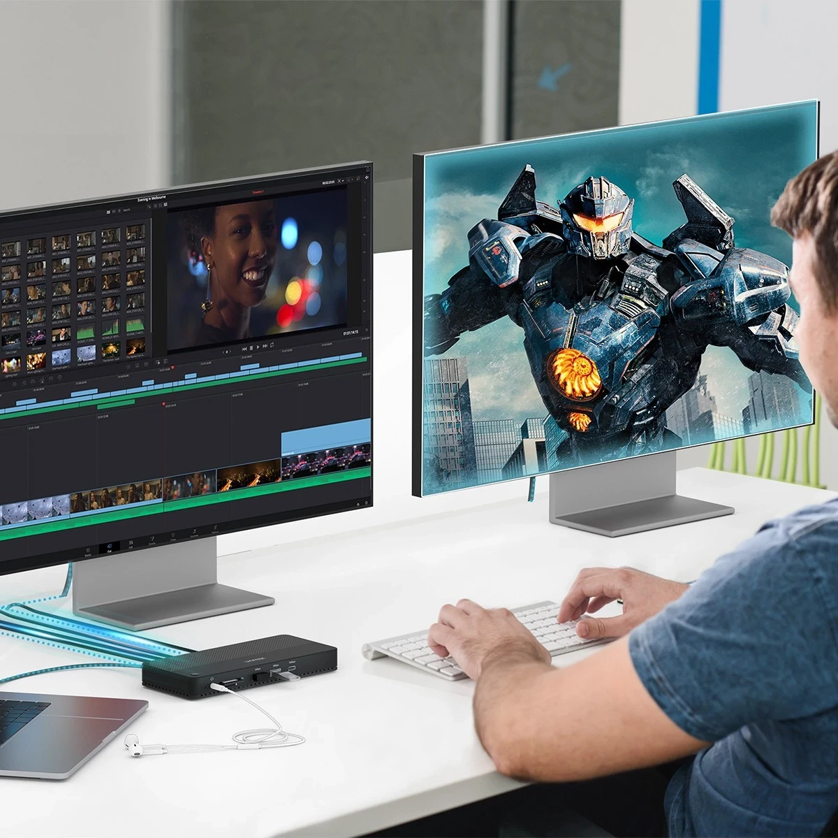 Stacion Dokimi Unitek 12 në 1, HDMI 8K, USB 4, 100 W, ngjyrë e zezë