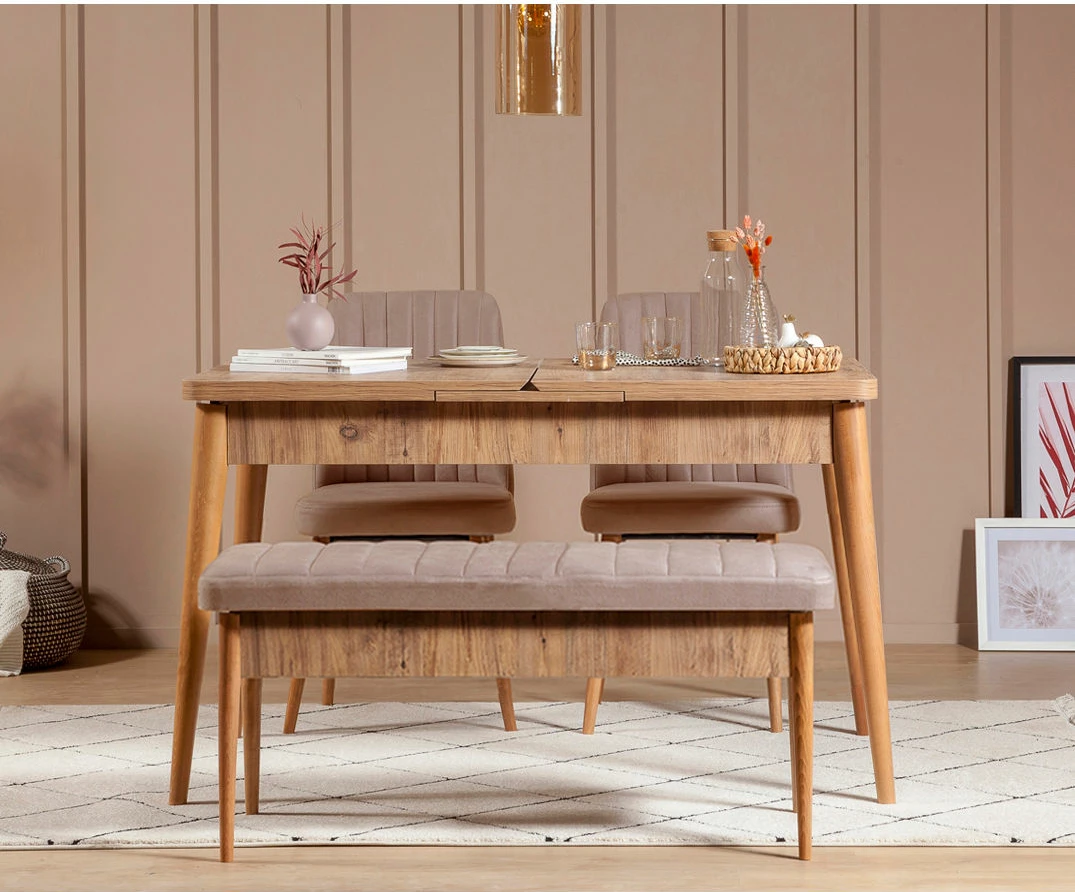 Set tavolinë me karrige (4 pjesë), zgjatshme, Skye Decor, Vina 0900, ngjyrë Atlantic Stone