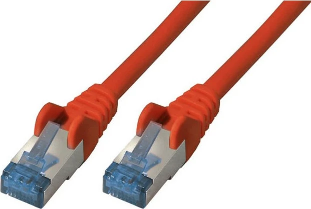 Kabëll rrjeti No-Name Cat6a, 0.25m, S/FTP, RJ-45, i kuq