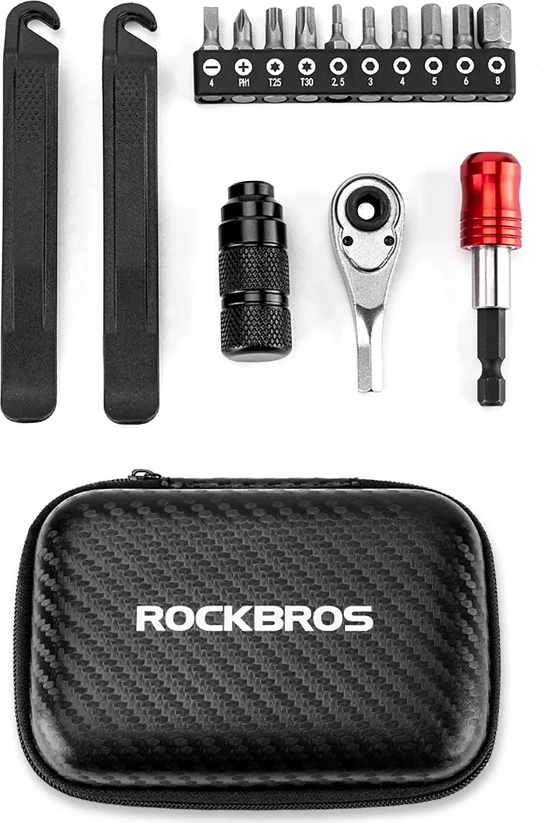 Set mjetesh për riparim biçiklete Rockbros 43210049001, me magnet, e zezë