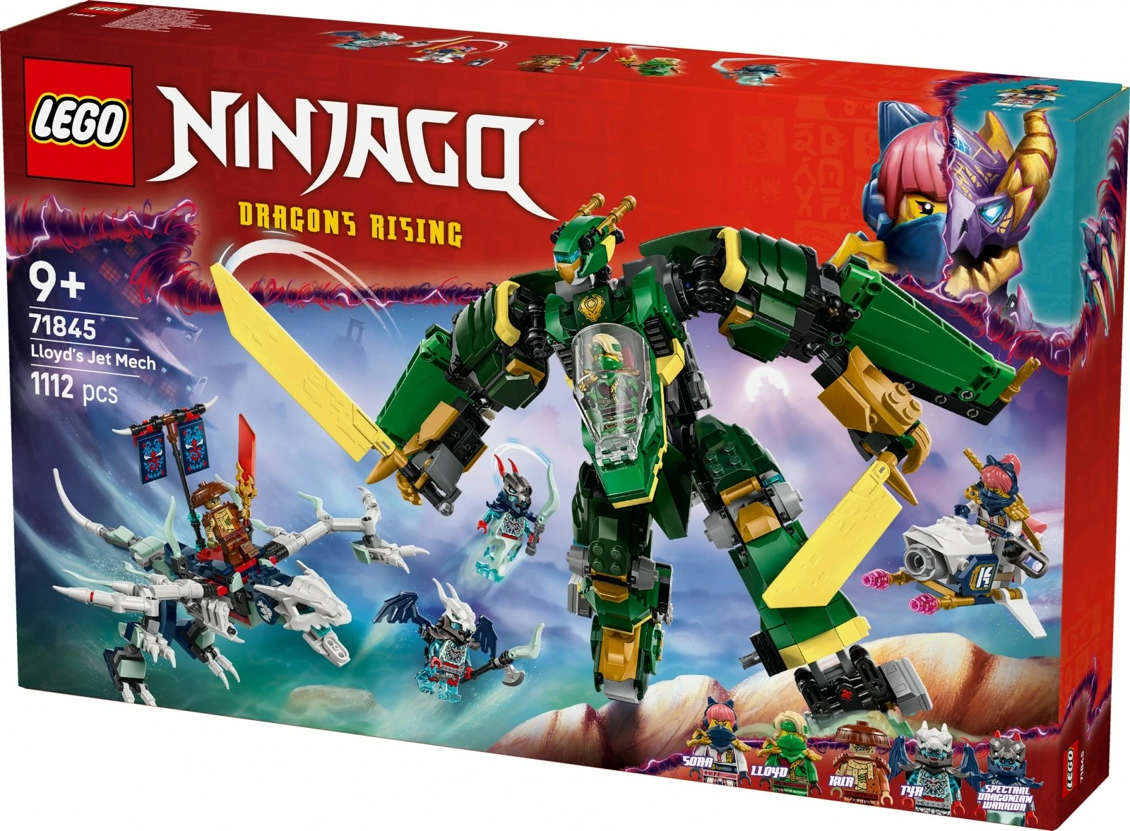 Set LEGO Ninjago Fire Jet Lloyd Mech 71845, 1112 pjesë, për fëmijë 9+