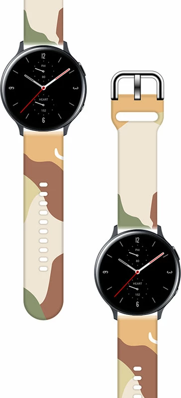 Rrip silikoni Hurtel Moro Band për Samsung Galaxy Watch 42mm, kamuflazh, Bejzh/E kuqe/E verdhë