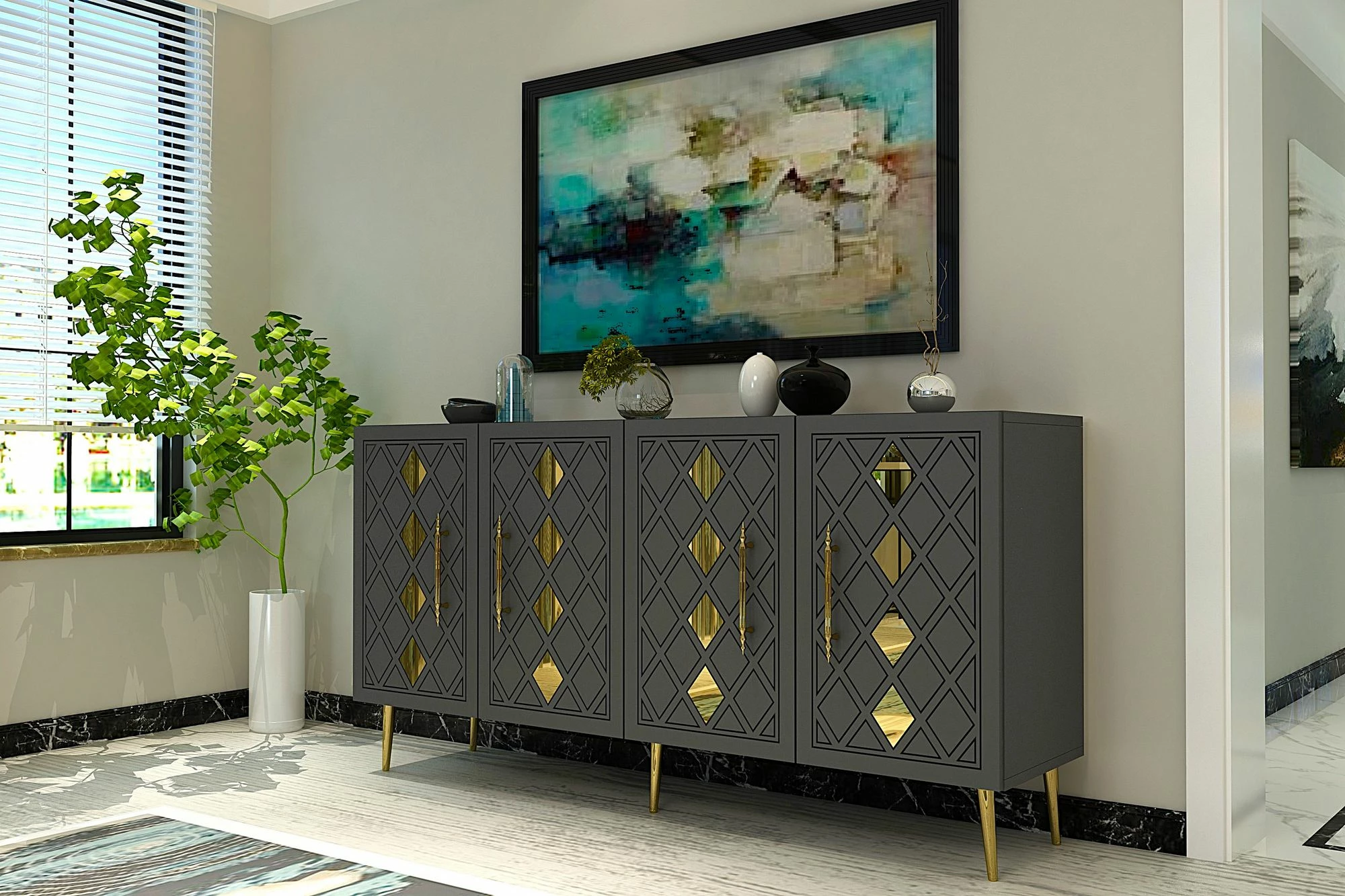 Konsolë Skye Decor Dome KB150, antracit, ar