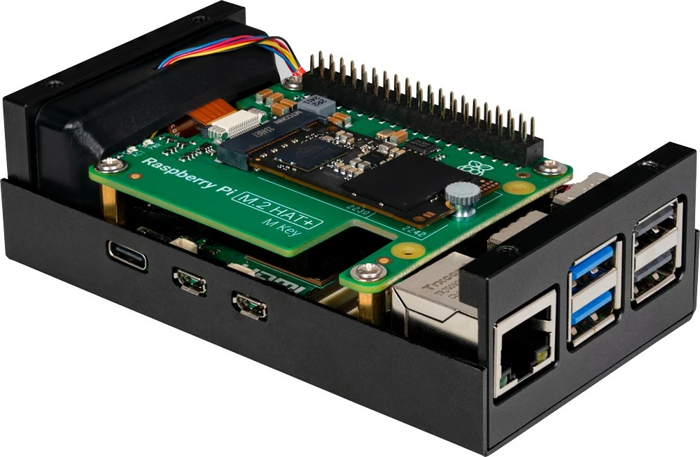 Kasë alumini Raspberry Pi PI5, M.2 HAT, e zezë