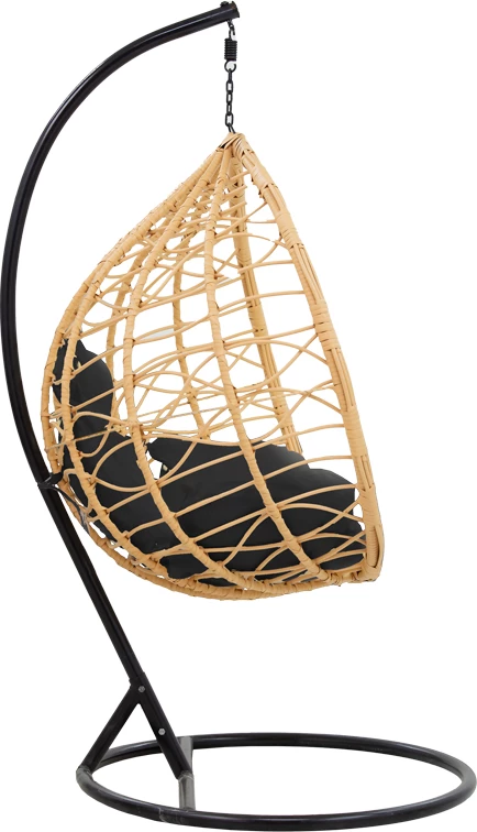 Karrige varëse Hudson metalike, ngjyrë natyrale e zezë, jastëk i zi, 109x119x195cm