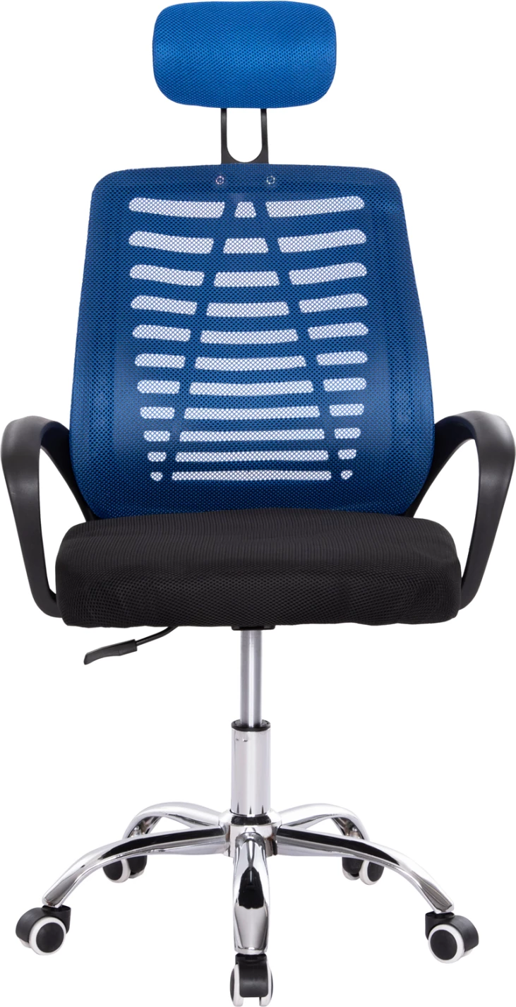 Karrige zyre TRAIL2 FH1193.36, ngjyrë blu dhe e zezë, pëlhurë rrjetë-krom, 61x61x116H cm.