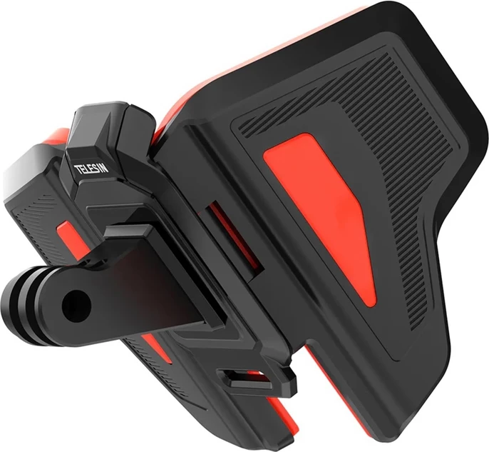 Mbajtës helmete për kamera sportive Telesin GP-HBM-MT2-YH, për GoPro, universal, e zezë me të kuqe