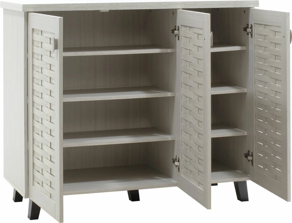 Dollap këpucësh MANTAM 16 palë bardhë-gri 115.5x40x92cm