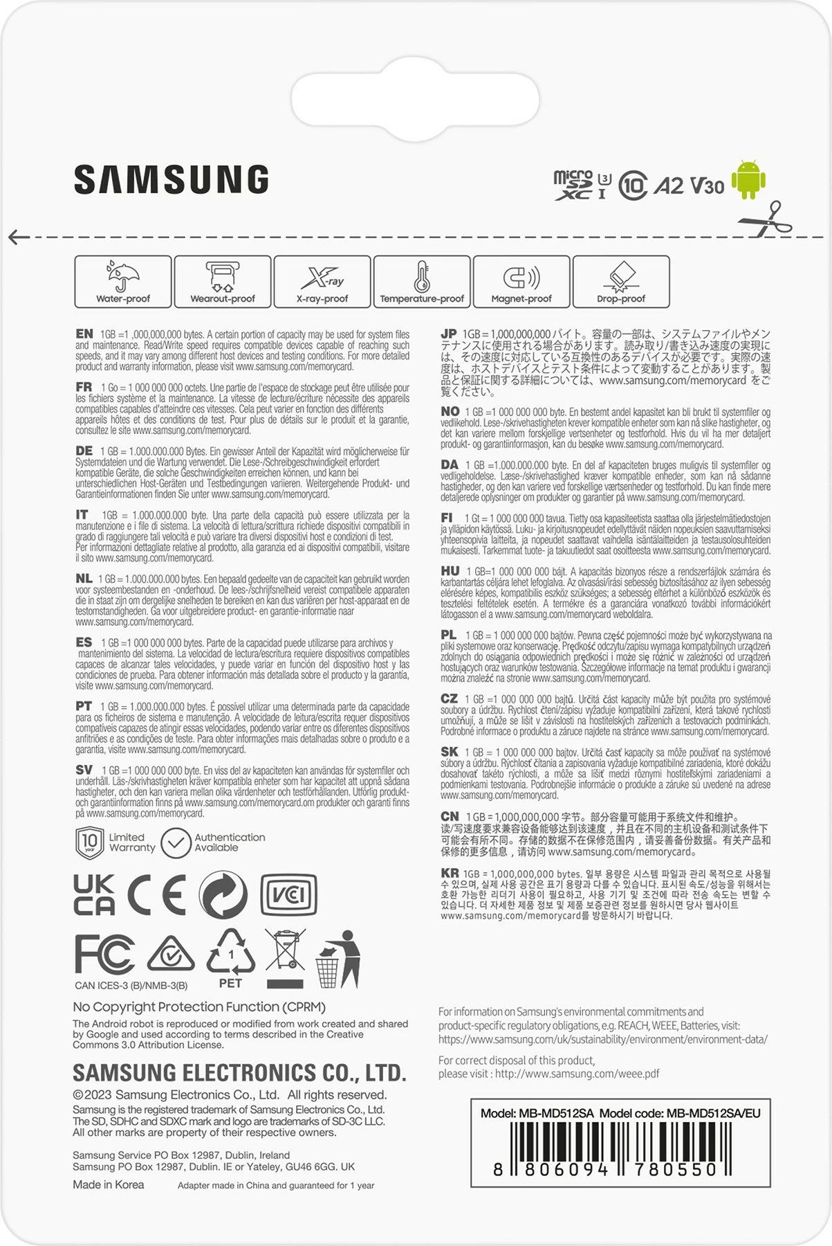 Kartelë MicroSDXC Samsung MB-MD512SA/EU, 512 GB, Class 10, UHS-I, 180 MB/s, 130 MB/s, Navy