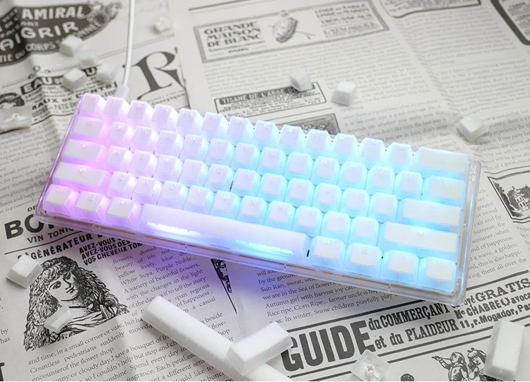 Tastierë mekanike Ducky One 3 Mini, RGB, Cherry MX Blue, USB Type-C, e bardhë